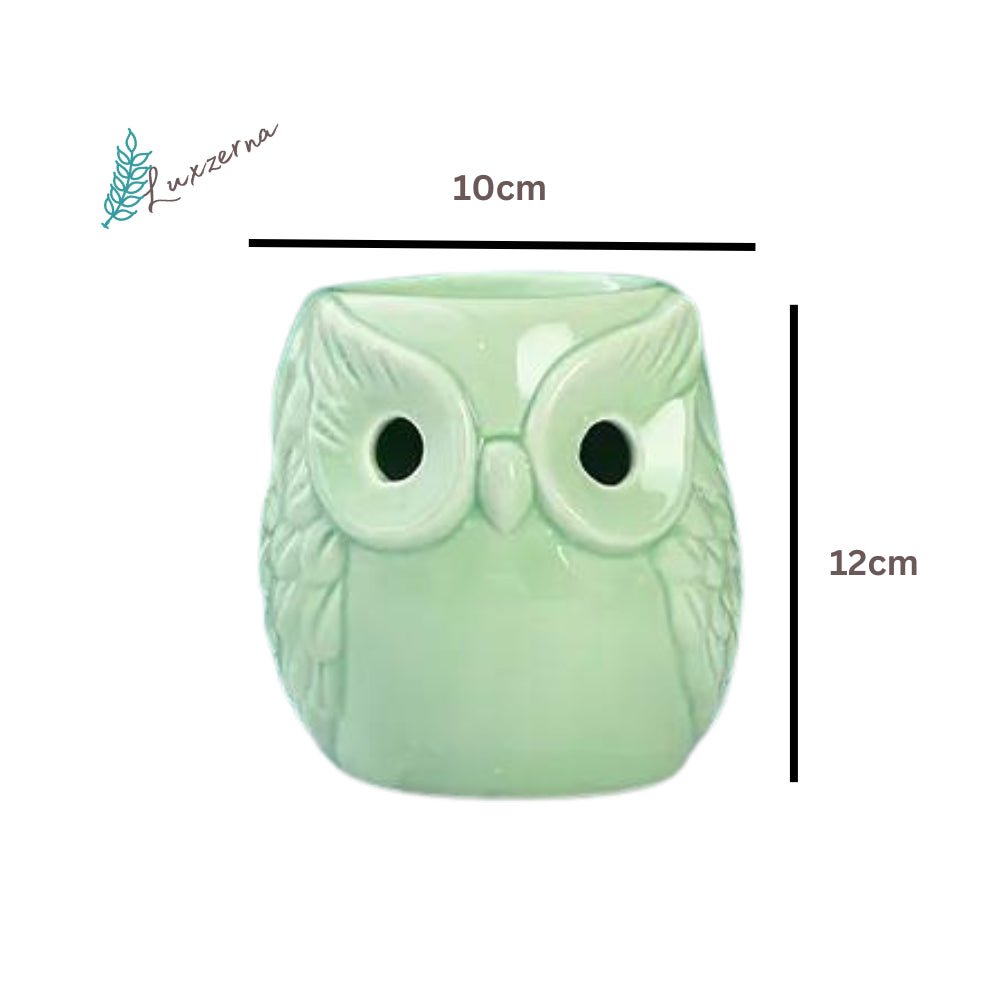 Light Pastel Green Ceramic Big Owl Burner - Luxzerna Candles & Wax Melts PH