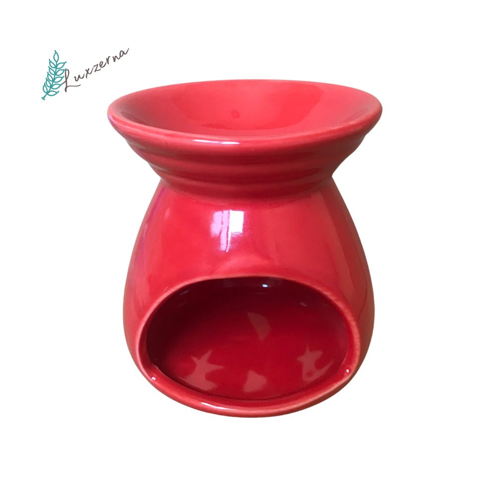 Red Ceramic Oil Burner, Wax Melt Burner - Luxzerna Candles & Wax Melts PH