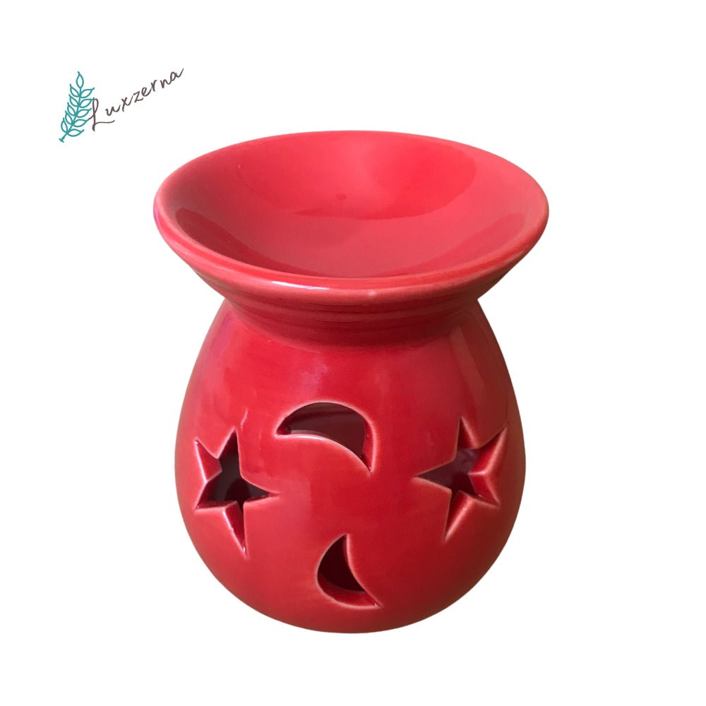 Red Ceramic Oil Burner, Wax Melt Burner - Luxzerna Candles & Wax Melts PH