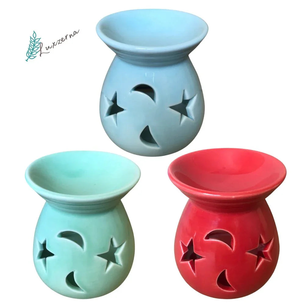 Red Ceramic Oil Burner, Wax Melt Burner - Luxzerna Candles & Wax Melts PH