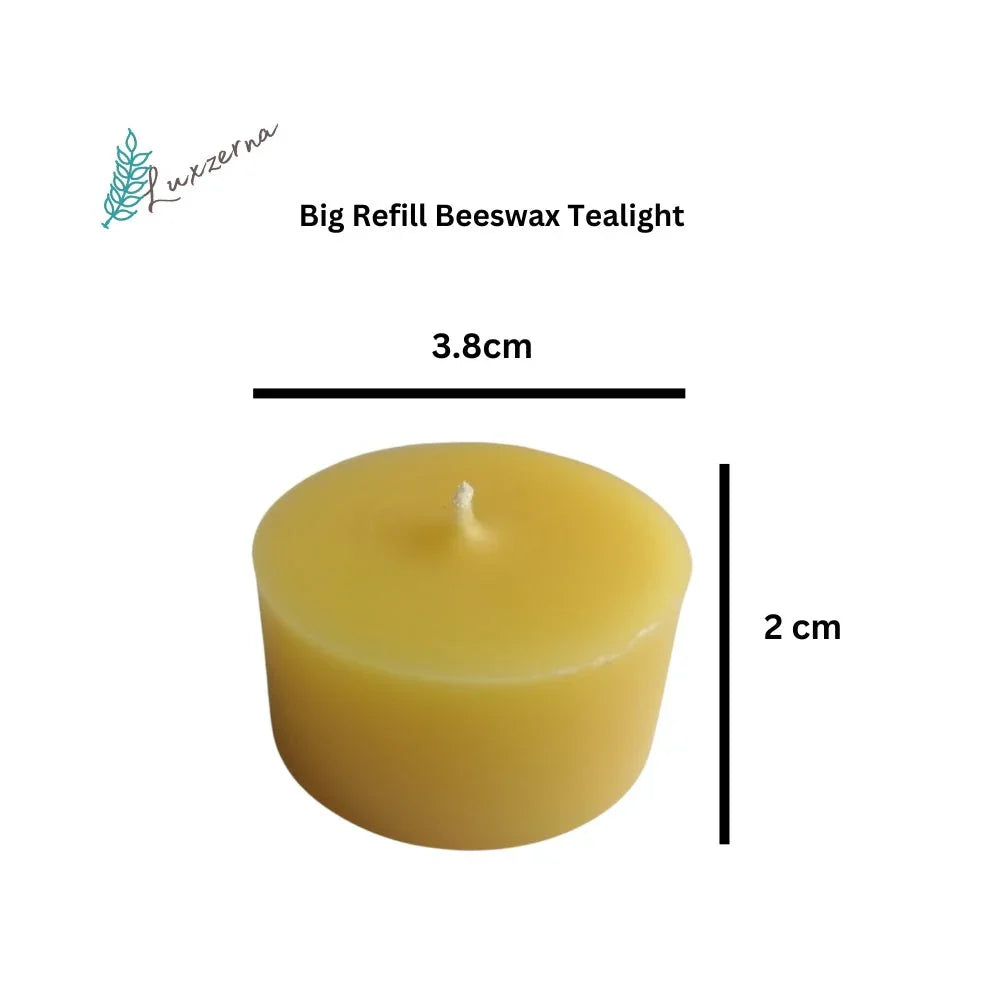 12 Big Pure Beeswax Tealight REFILL -Organic Candles By Luxzerna - Luxzerna Candles & Wax Melts PH