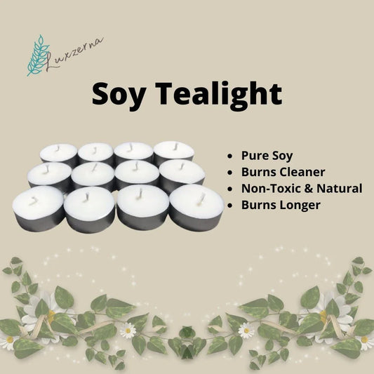 12pcs Pure / Natural Soy Wax Tealight by Luxzerna - Luxzerna Candles & Wax Melts PH