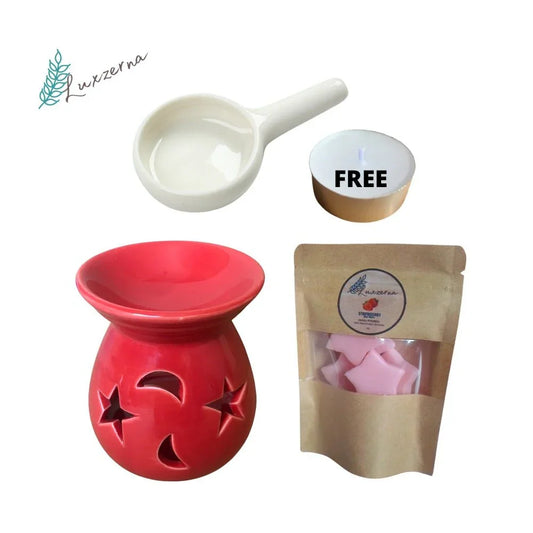 30g Wax Melts with Red Ceramic Burner Set - Luxzerna Candles & Wax Melts PH