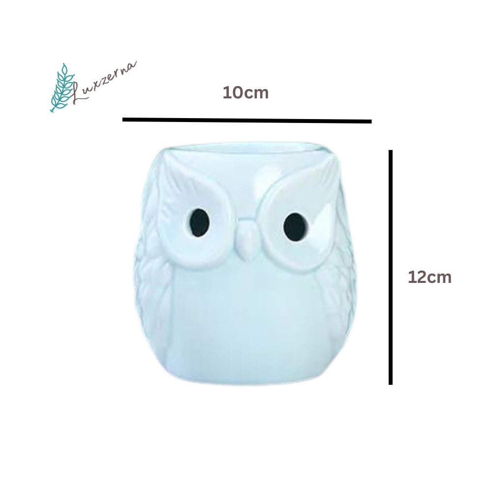 Light Pastel Blue Ceramic Big Owl Oil Burner | Wax Melt Burner - Luxzerna Candles & Wax Melts PH