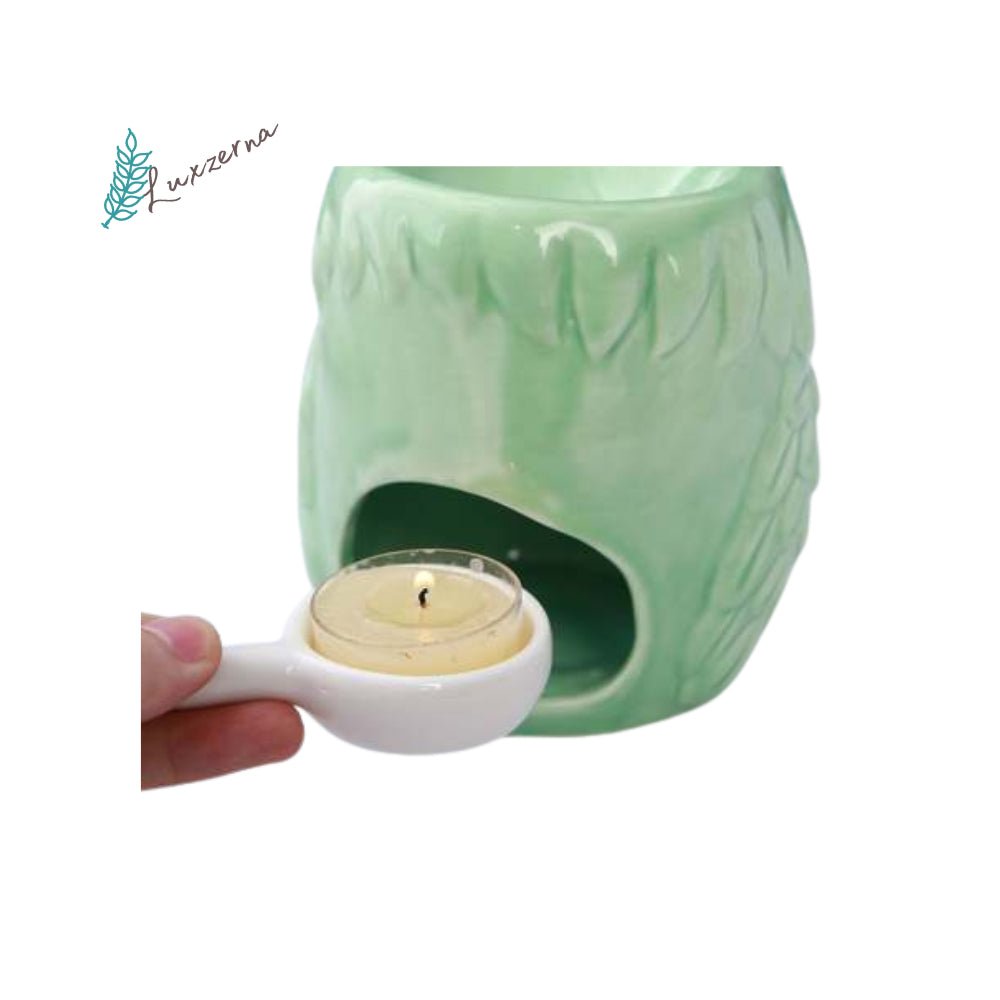 Light Pastel Green Ceramic Big Owl Burner - Luxzerna Candles & Wax Melts PH