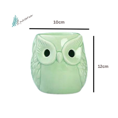 Light Pastel Green Ceramic Big Owl Burner - Luxzerna Candles & Wax Melts PH