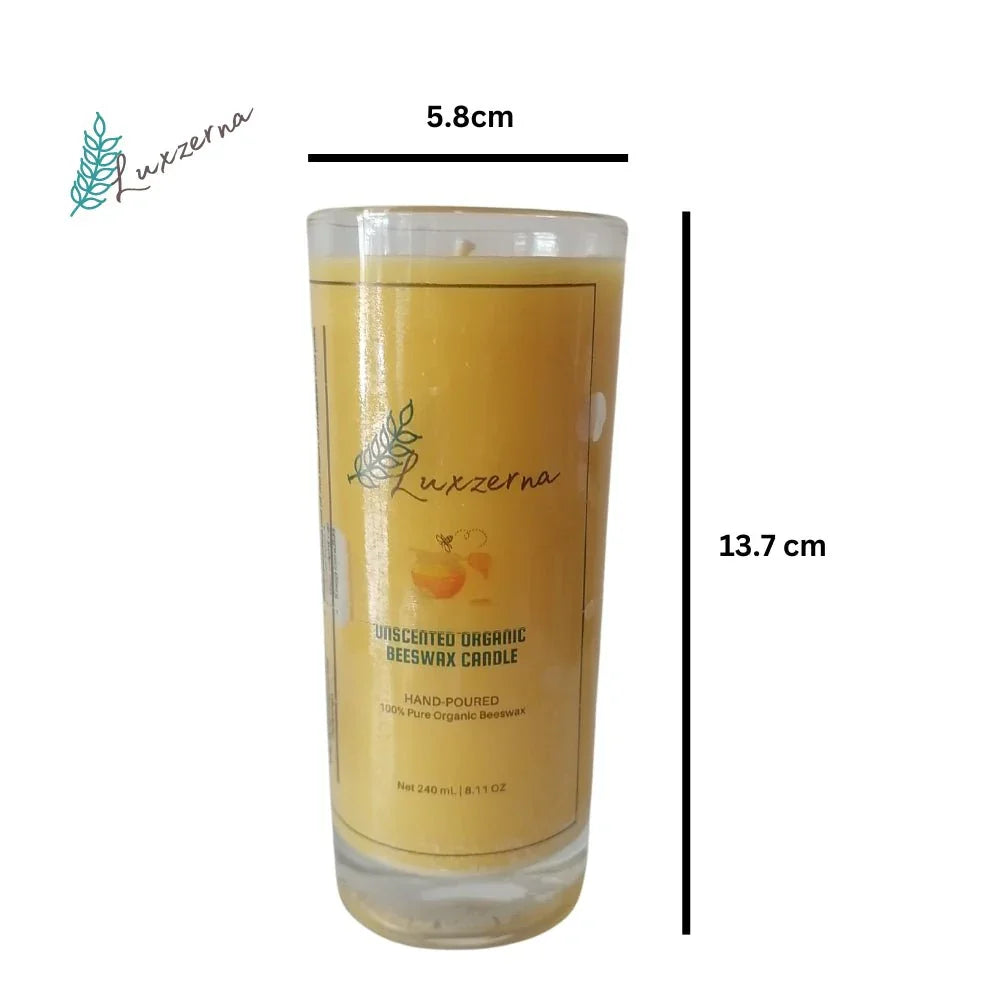 Luxzerna 240 ml Unscented Pure Beeswax Candle Glass - Luxzerna Candles & Wax Melts PH