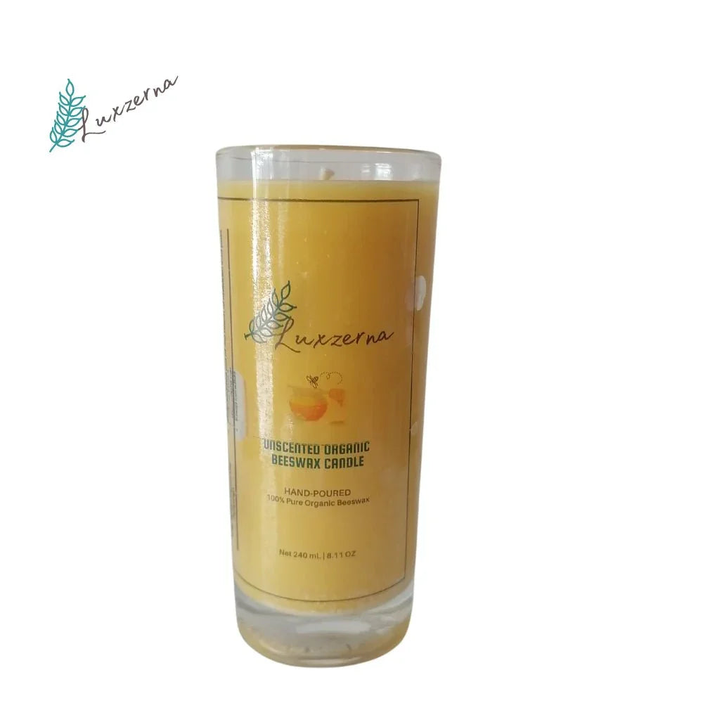Luxzerna 240 ml Unscented Pure Beeswax Candle Glass - Luxzerna Candles & Wax Melts PH