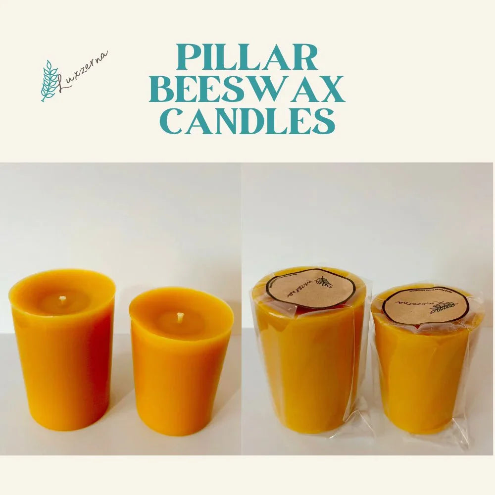 45 Hrs & 52 Hrs Pillar Beeswax Candle - Luxzerna - Luxzerna Candles & Wax Melts PH