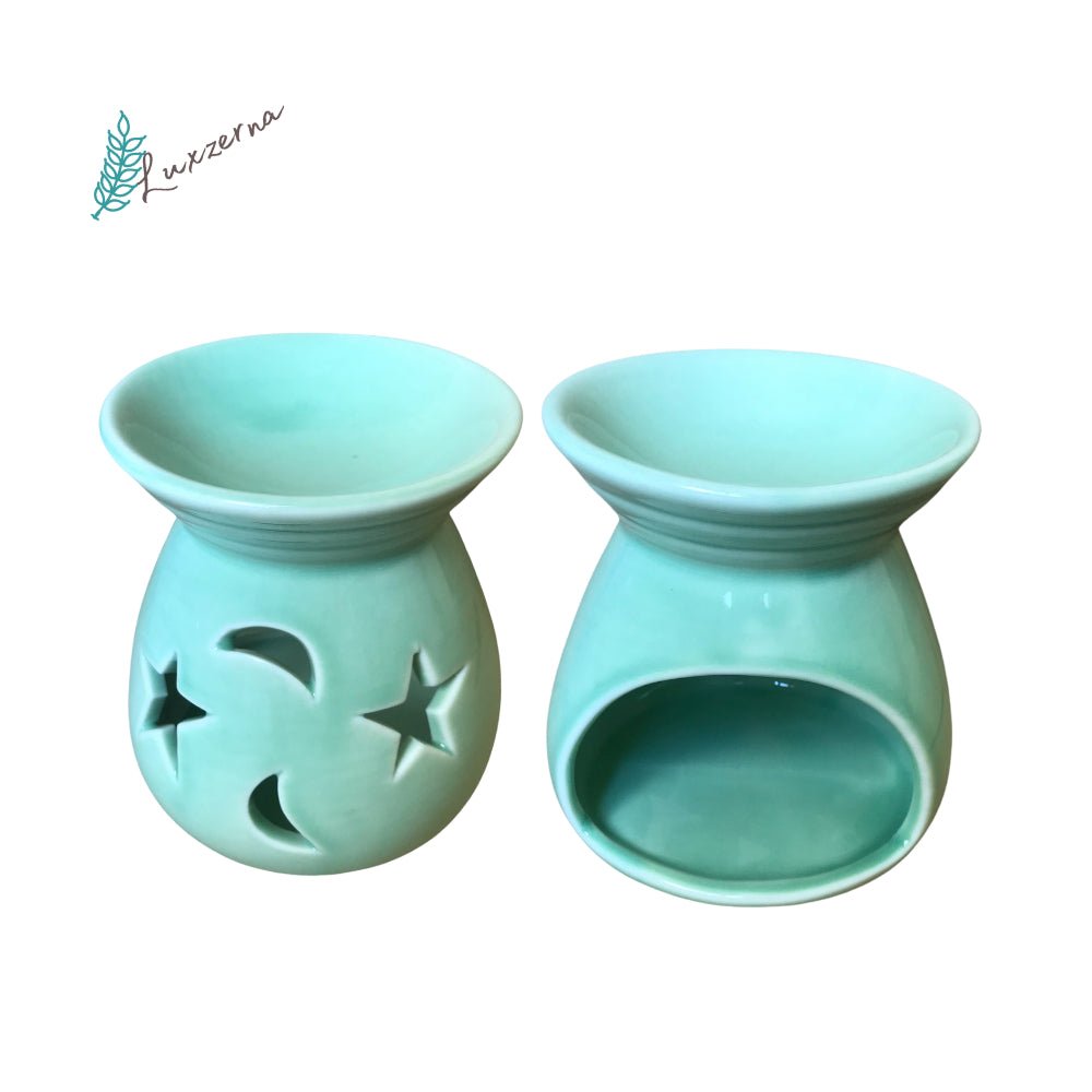 Pastel Light Green Moon & Star Ceramic Wax Melt Burner - Luxzerna Candles & Wax Melts PH
