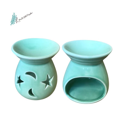 Pastel Light Green Moon & Star Ceramic Wax Melt Burner - Luxzerna Candles & Wax Melts PH
