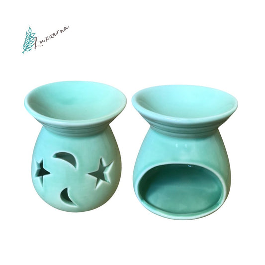Pastel Light Green Moon & Star Ceramic Wax Melt Burner - Luxzerna Candles & Wax Melts PH