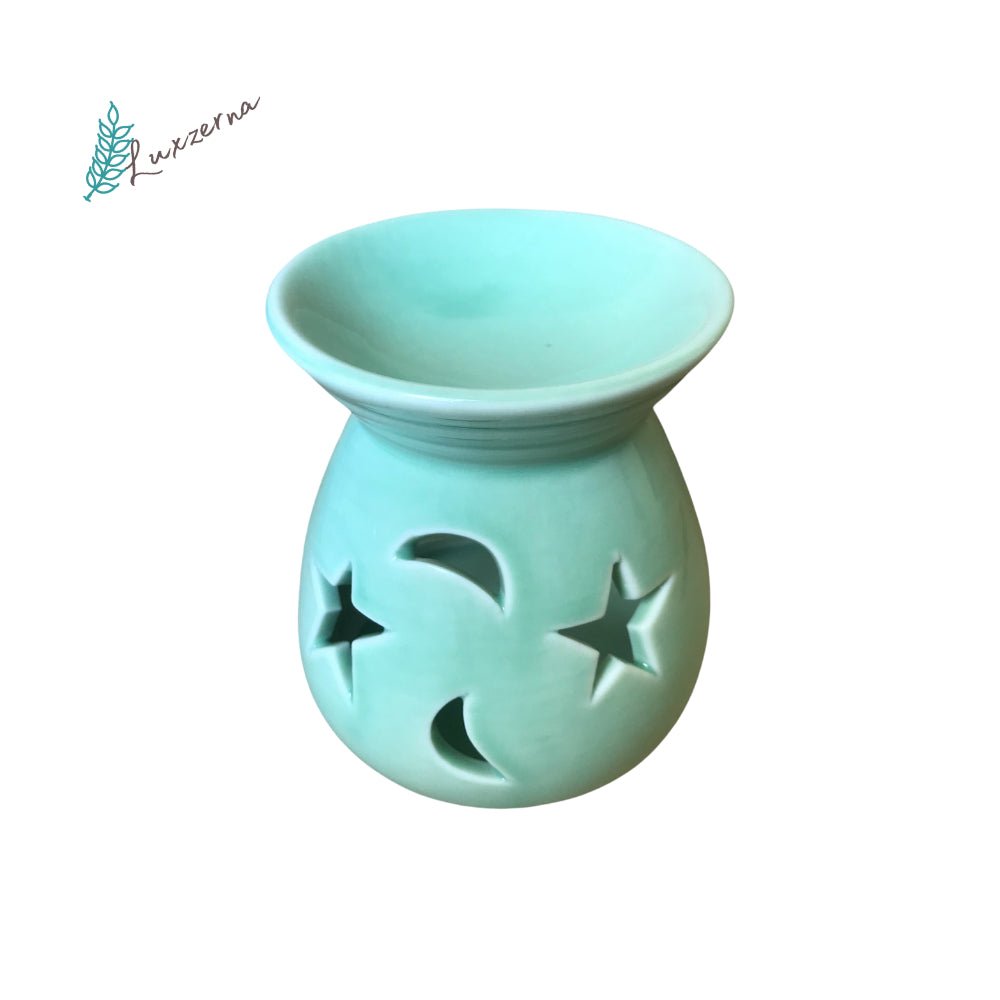 Pastel Light Green Moon & Star Ceramic Wax Melt Burner - Luxzerna Candles & Wax Melts PH