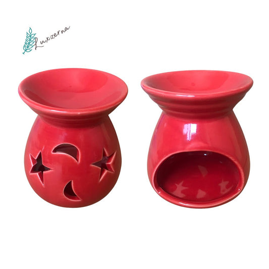 Red Ceramic Oil Burner, Wax Melt Burner - Luxzerna Candles & Wax Melts PH