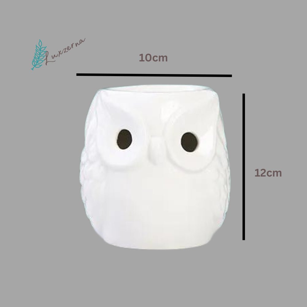 White Ceramic Big Owl Burner | Oil Burner | Wax Melt Burner - Luxzerna Candles & Wax Melts PH